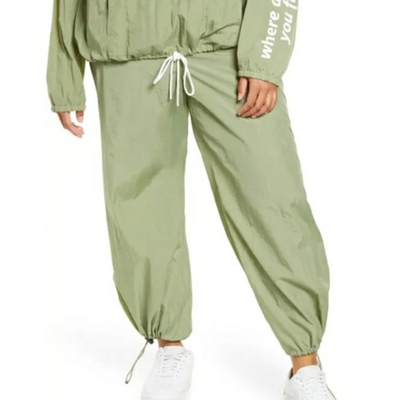 Wayf 98 Clarissa Olive Green Jogger Nylon Swishy Pants 2X - Picture 1 of 16